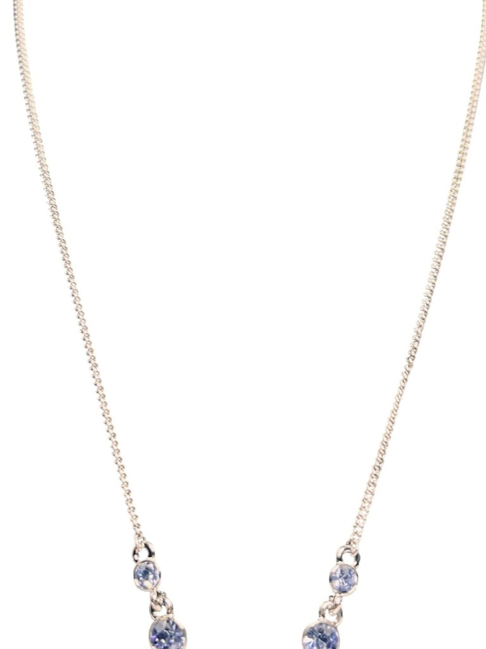 Givenchy Silver Tone With Blue And Clear Crystals Statement Necklace (6297) - Picture 3 of 7
